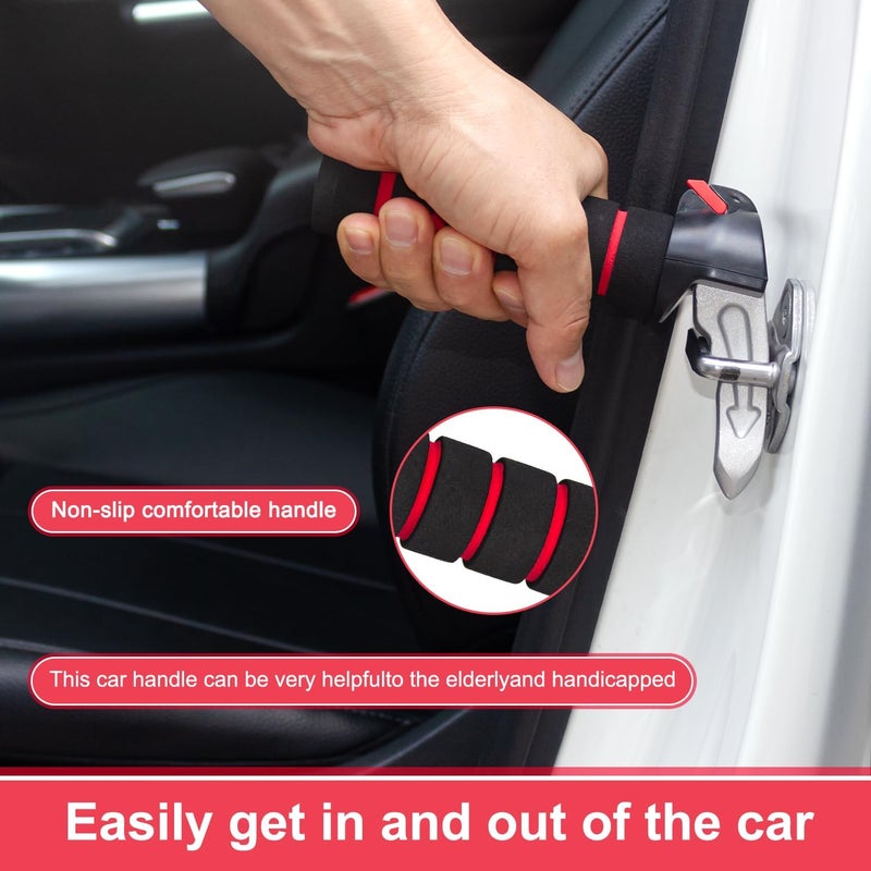 TONINT 3 in 1 Car Door Assist Handle for Elderly & Handicapped with Window Breaker & Seatbelt Cutter (Red-2 Packs) - Image 4